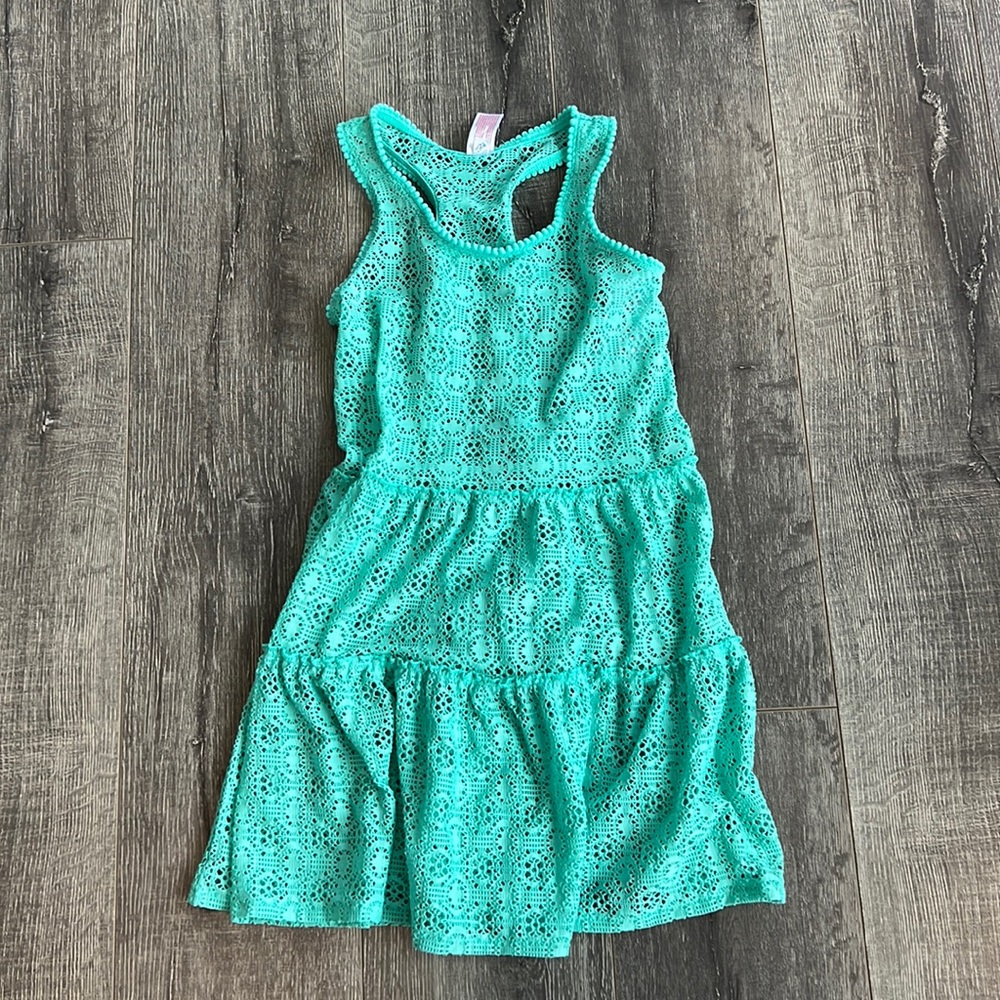 Cat & Jack Girl’s Mint Crochet Coverup Dress size Large